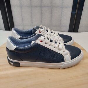 Tommy Hilfiger TWFEALE Blue & White Vegan Leather Lace Up Sneakers Men US 7.5M